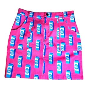 Hayley Elsaesser Novelty Half & Half Bright Pink and Blue Miniskirt Size Large